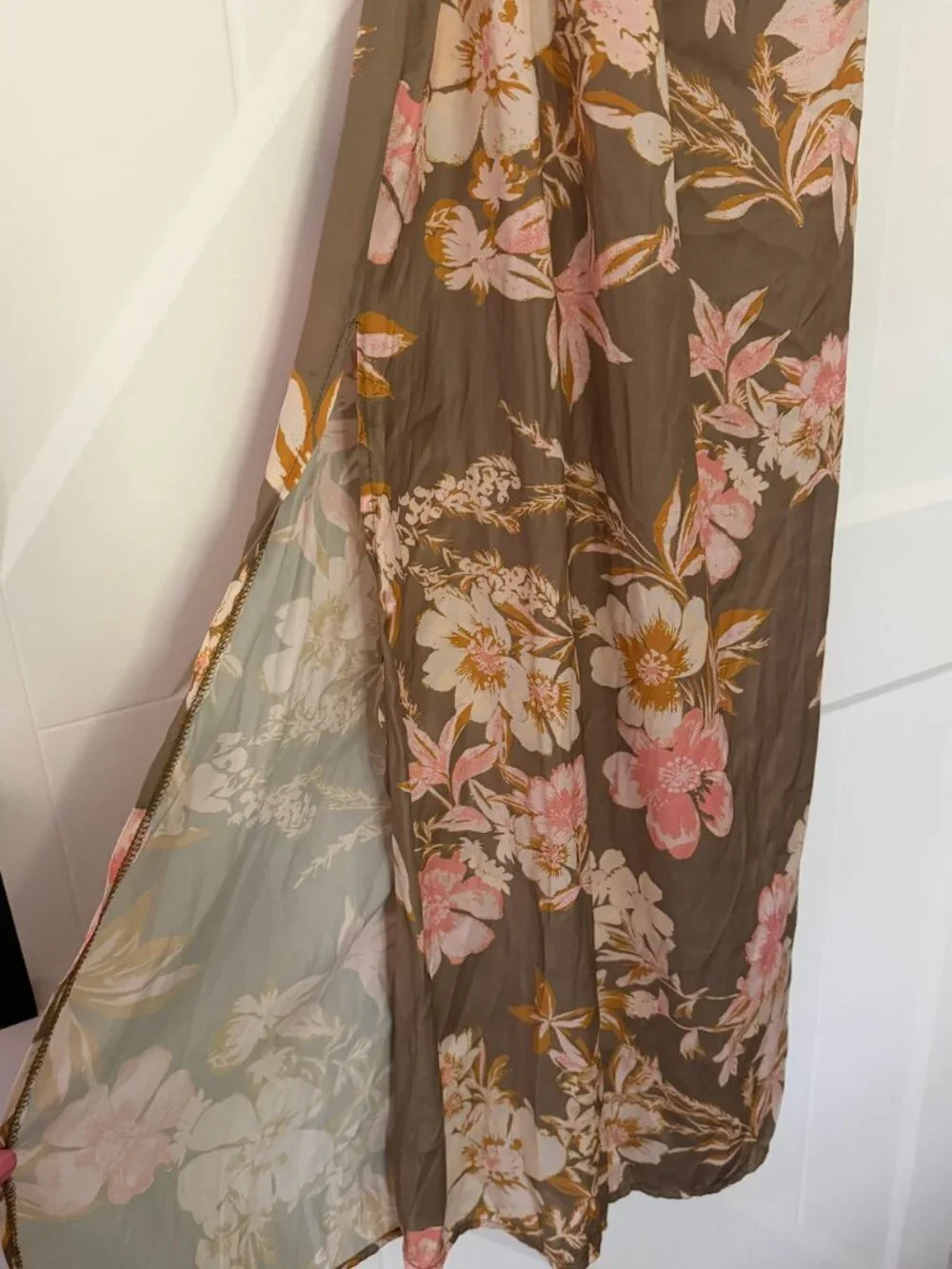 Free People Floral Satin Cowl Neck Maxi Dress Women's